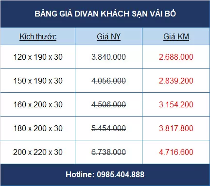DIVAN KHÁCH SẠN VẢI BỐ